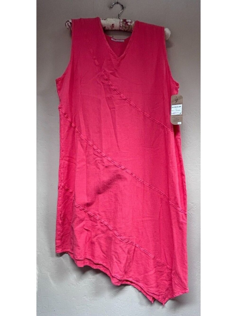 Gauzey Women's V-Neck Sleeveless Asymmetric V. Joyce Dress Pink Size Large New